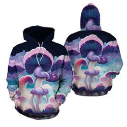 Purple Mushroom Hoodie - Trippy Artwork Hoodies - Music Festival Clothing