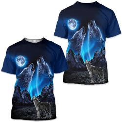QCIV Wolf Shirts for Men Women 3D Print Wolves Animal Unisex Short Sleeve Tee Meaningful Gift For Family Gift For Boyfriend Valentine Gift