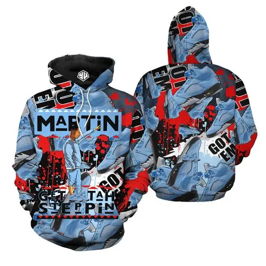 Random Martin Tv 80s Shirt Match Retro University Blue 5s Hoodie