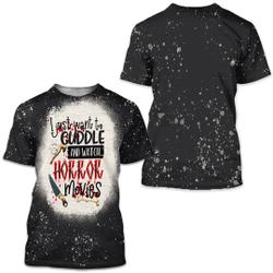 Retro Cuddle and Watch Horror 3D T-shirt Meaningful Gift For Family Gift For Boyfriend Valentine Gift