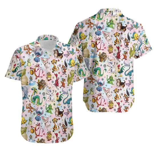 Retro Disney Characters Hawaiian Shirt Gift For Your Girlfriend Boyfriend Gift For Love Gift For Friend Best Valentine Present Holiday Gift