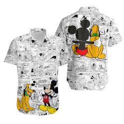 Retro Disney Comics Mickey Mouse And Pluto Dog Hawaiian Shirt Gift For Your Girlfriend Boyfriend Gift For Love Gift For Friend Best Valentine Present Holiday Gift