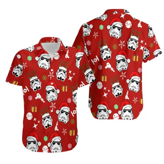 Retro Stormtrooper Santa Hat Reindeer Hawaiian Shirt, Star Wars Christmas Hawaii Shirt Gift For Your Girlfriend Boyfriend Gift For Love Gift For Friend Best Valentine Present Holiday Gift