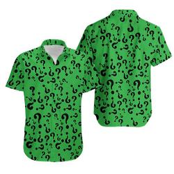 Riddler Supervillain Green Hawaiian Shirt, Horror Movie Shirt, Horror Hawaii Shirt, Summer Hawaii Shirt, Nerd Hawaiian Shirt, Aloha Hawaii Shirt
