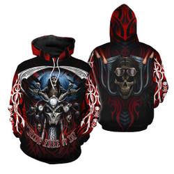 Ride Free Biker Skull 3D Hoodie