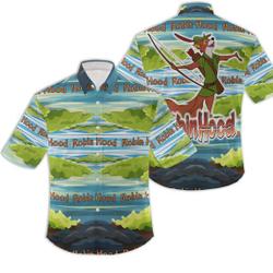Robin Hood Green Blue Pattern Disney Hawaiian Shirt Gift For Your Girlfriend Boyfriend Gift For Love Gift For Friend Best Valentine Present Holiday Gift