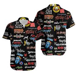 Rock and Roll, Rock and Roll hawaii shirt, Lapel Casual Hawaiian Loose Print Top Gift For Your Girlfriend Boyfriend Gift For Love Gift For Friend Best Valentine Present Holiday Gift