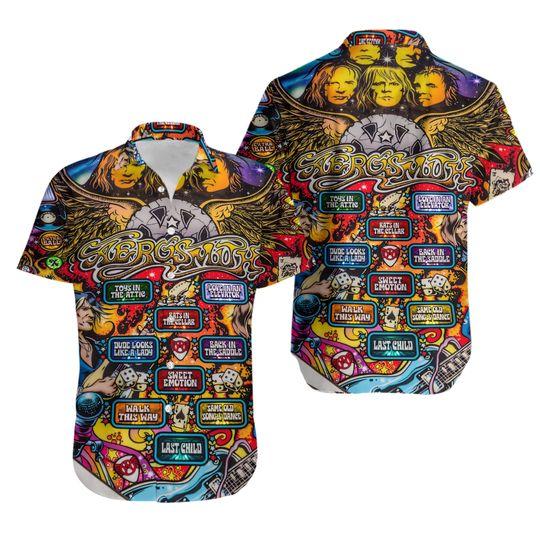 Rock Band Pinball Game 3D All Print Hawaiian Shirt, Summer Vacation Hawaiian Shirt Gift For Your Girlfriend Boyfriend Gift For Love Gift For Friend Best Valentine Present Holiday Gift