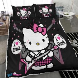 Rock Music Hello Kitty Bedding Set Gift For Your Girlfriend Boyfriend Gift For Love Gift For Friend Best Valentine Present Holiday Gift