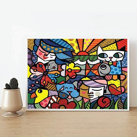 Romero Britto Premium Matte Poster Meaningful Gift For Family Gift For Boyfriend Valentine Gift Birthday Gift Holiday Gift