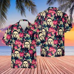 Roses Floral Micheal_Myer Summer Horror Hawaiian Shirt Gift For Your Girlfriend Boyfriend Gift For Love Gift For Friend Best Valentine Present Holiday Gift
