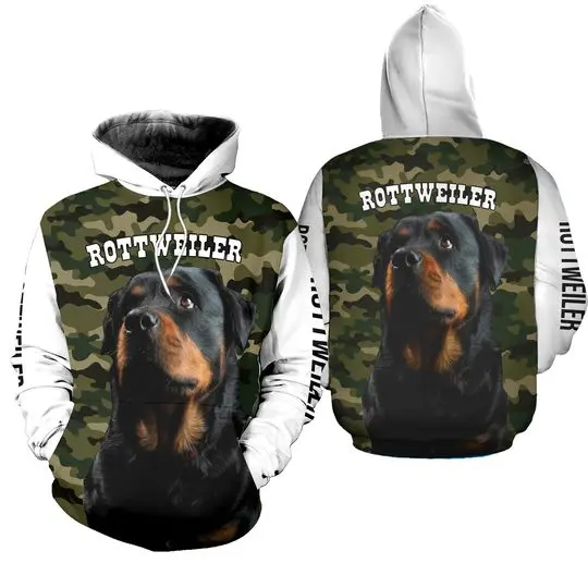 Rottweiler Dog 3D All Over Print Pullover Hoodie