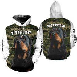 Rottweiler Dog 3D All Over Print Pullover Hoodie