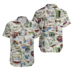 Route 66 Americana Hawaiian Shirt Gift For Your Girlfriend Boyfriend Gift For Love Gift For Friend Best Valentine Present Holiday Gift