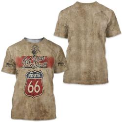 Route 66 Vintage Motor Oil Motorcycles 3D T-shirt Meaningful Gift For Family Gift For Boyfriend Valentine Gift
