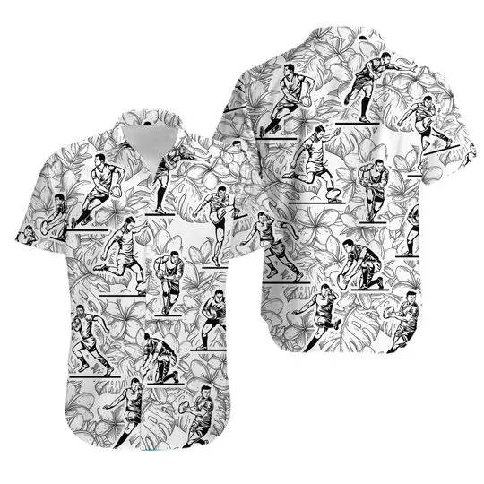 Rugby Tropical Leaf Ball Games Hawaiian Shirt Gift For Your Girlfriend Boyfriend Gift For Love Gift For Friend Best Valentine Present Holiday Gift