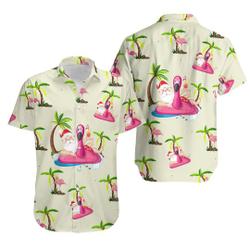 Santa Claus With Flamingo Christmas In July Hawaiian Shirt Gift For Your Girlfriend Boyfriend Gift For Love Gift For Friend Best Valentine Present Holiday Gift