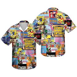 Saturday Morning Cartoon 3D Printed Hawaiian Shirt, Tropical Summer Vacation Shirt Gift For Your Girlfriend Boyfriend Gift For Love Gift For Friend Best Valentine Present Holiday Gift