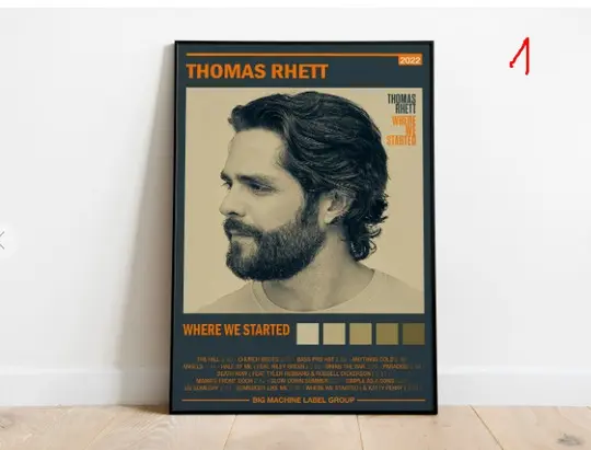 Thomas Rhett - Where We Started - Album Poster Meaningful Gift For Family Gift For Boyfriend Valentine Gift Birthday Gift Holiday Gift