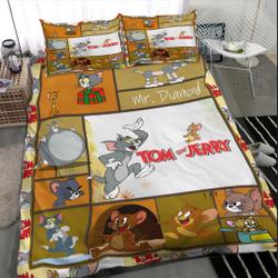 3D Printed Custom Name Tom and Jerry  Bedding Duvet Cover Set Gift For Your Girlfriend Boyfriend Gift For Love Gift For Friend Best Valentine Present Holiday Gift