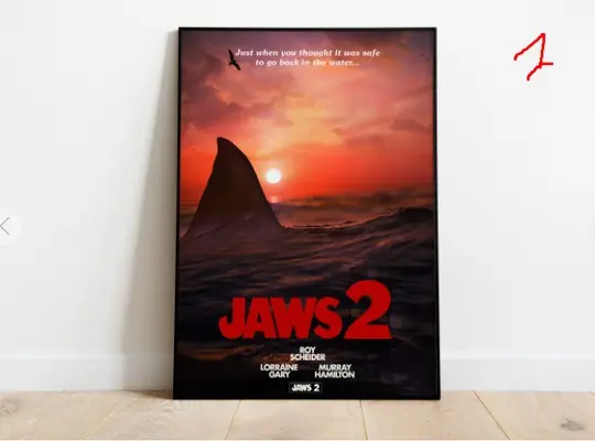 Jaws 2 'Just When You Thought it Was Safe movie poster Meaningful Gift For Family Gift For Boyfriend Valentine Gift Birthday Gift Holiday Gift