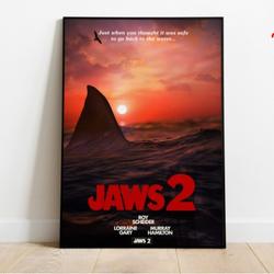 Jaws 2 'Just When You Thought it Was Safe movie poster Meaningful Gift For Family Gift For Boyfriend Valentine Gift Birthday Gift Holiday Gift