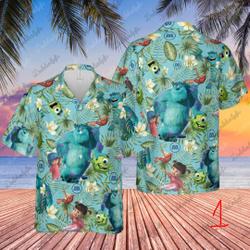 Monster Inc Summer Hawaiian Shirt, Funny Cartoon Shirt, Funny Halloween Monster Inc Shirt Gift For Your Girlfriend Boyfriend Gift For Love Gift For Friend Best Valentine Present Holiday Gift
