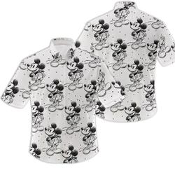 Sketch Of Mickey Mouse Disney Inspired Button Down Hawaiian Shirt Gift For Your Girlfriend Boyfriend Gift For Love Gift For Friend Best Valentine Present Holiday Gift