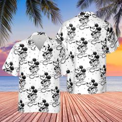 Sketch of Mickey Mouse - Disney Inspired Men's Button Down Short-Sleeved Shirt Gift For Your Girlfriend Boyfriend Gift For Love Gift For Friend Best Valentine Present Holiday Gift