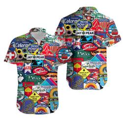 Skiing Badges Areas 3D All Printed Hawaiian Shirt Gift For Your Girlfriend Boyfriend Gift For Love Gift For Friend Best Valentine Present Holiday Gift