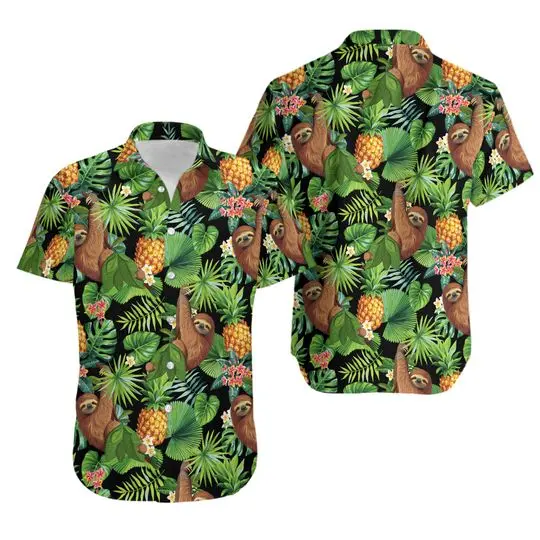 Sloth Pineapple Tropical Summer Cool Leaf Shirt Gift For Your Girlfriend Boyfriend Gift For Love Gift For Friend Best Valentine Present Holiday Gift