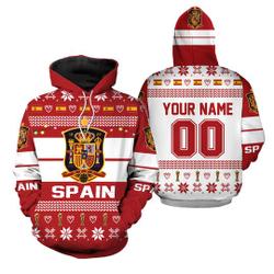Spain National Team, Personalized Custom Name Number, Qatar World Cup 2022 3D Hoodie