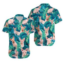 Sphynx Cat Hawaiian Shirts, Summer Shirts, Sphynx Lovers, Gift For Her, Gift For Dad, Sphynx Button Up Shirts Gift For Your Girlfriend Boyfriend Gift For Love Gift For Friend Best Valentine Present Holiday Gift