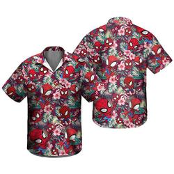 Spider-Man Chibi Hawaiian Shirt, Spider-Man Button-Up Shirt, Summer Trip Family Hawaiian Shirt Gift For Your Girlfriend Boyfriend Gift For Love Gift For Friend Best Valentine Present Holiday Gift