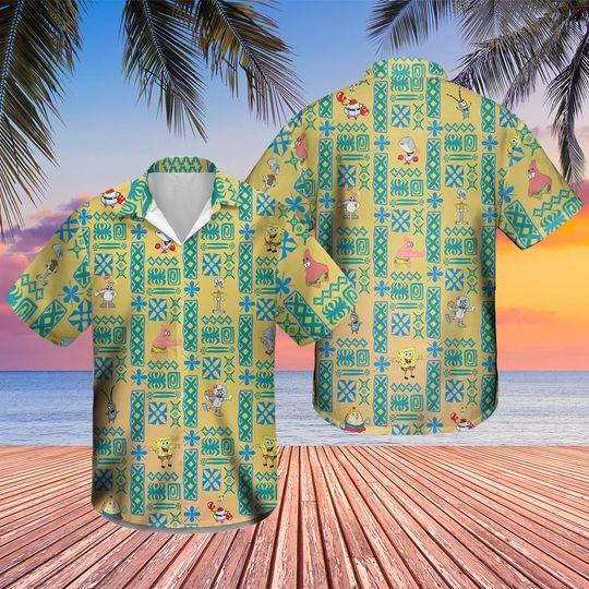 SpongeBob SquarePants 3D Printed Hawaiian Shirt Gift For Your Girlfriend Boyfriend Gift For Love Gift For Friend Best Valentine Present Holiday Gift