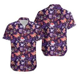 Spooky Ghost PKM Pattern Button Up Shirt Gift For Your Girlfriend Boyfriend Gift For Love Gift For Friend Best Valentine Present Holiday Gift