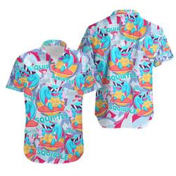 Squirtle Fun Ice Blue Pattern Hawaiian Shirt Gift For Your Girlfriend Boyfriend Gift For Love Gift For Friend Best Valentine Present Holiday Gift