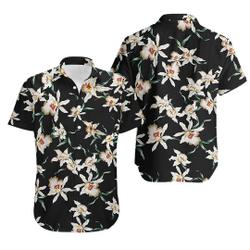 Star Orchid Black Aloha Hawaiian Shirt Gift For Your Girlfriend Boyfriend Gift For Love Gift For Friend Best Valentine Present Holiday Gift