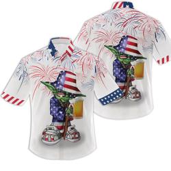 Star Wars Yoda American Flag Summer Hawaiian Shirts Gift For Your Girlfriend Boyfriend Gift For Love Gift For Friend Best Valentine Present Holiday Gift