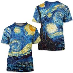 Starry Night Vincent Van Gogh Painting Blue & Yellow 3d shirt Meaningful Gift For Family Gift For Boyfriend Valentine Gift