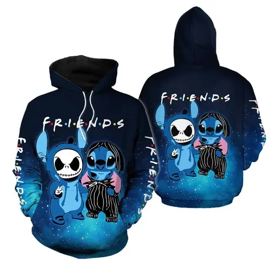 Stitch And Jack Skellington Hoodie, Cute Stitch Friends Hoodie