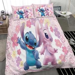 Stitch Bedding Set- Stitch And Angel Bedding Set Gift For Your Girlfriend Boyfriend Gift For Love Gift For Friend Best Valentine Present Holiday Gift