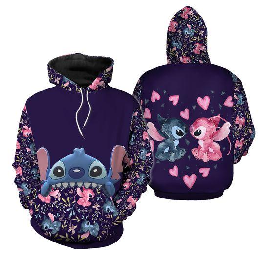 Stitch And Angel 3D HOODIE Christmas Gift
