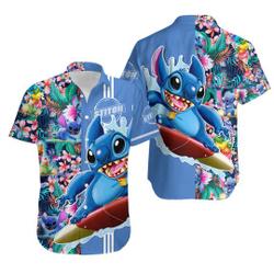 Stitch Floral Hawaii Beach Pattern Disney Hawaiian Button Down Shirt Gift For Your Girlfriend Boyfriend Gift For Love Gift For Friend Best Valentine Present Holiday Gift