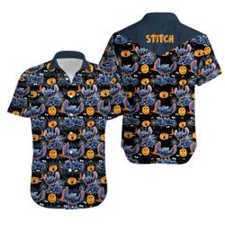Stitch Halloween Pumpkin Pattern Hawaiian shirt Gift For Your Girlfriend Boyfriend Gift For Love Gift For Friend Best Valentine Present Holiday Gift