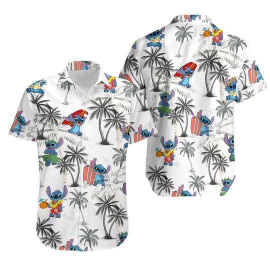 Stitch Hawaiian Shirt, Funny Stitch Beach Shirt Gift For Your Girlfriend Boyfriend Gift For Love Gift For Friend Best Valentine Present Holiday Gift