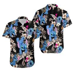 Stitch Hawaiian Shirt, Tropical Palm Shirt, Vacation Hawaiian Shirt Gift For Your Girlfriend Boyfriend Gift For Love Gift For Friend Best Valentine Present Holiday Gift