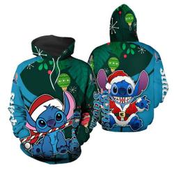 Stitch Santa Claus Candy Cane Christmas Hoodie