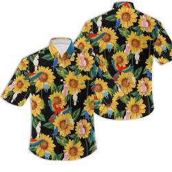 Sunflower Parrot Hawaiian Shirt Gift For Your Girlfriend Boyfriend Gift For Love Gift For Friend Best Valentine Present Holiday Gift