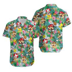 Super Mario Hawaiian Shirt, Super Mario and friends Button Down Shirt Gift For Your Girlfriend Boyfriend Gift For Love Gift For Friend Best Valentine Present Holiday Gift